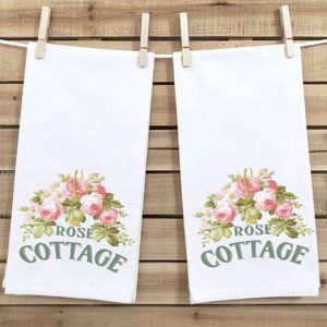 Tea Towels, Set of 2, Rose Cottage, Kitchen/Bath